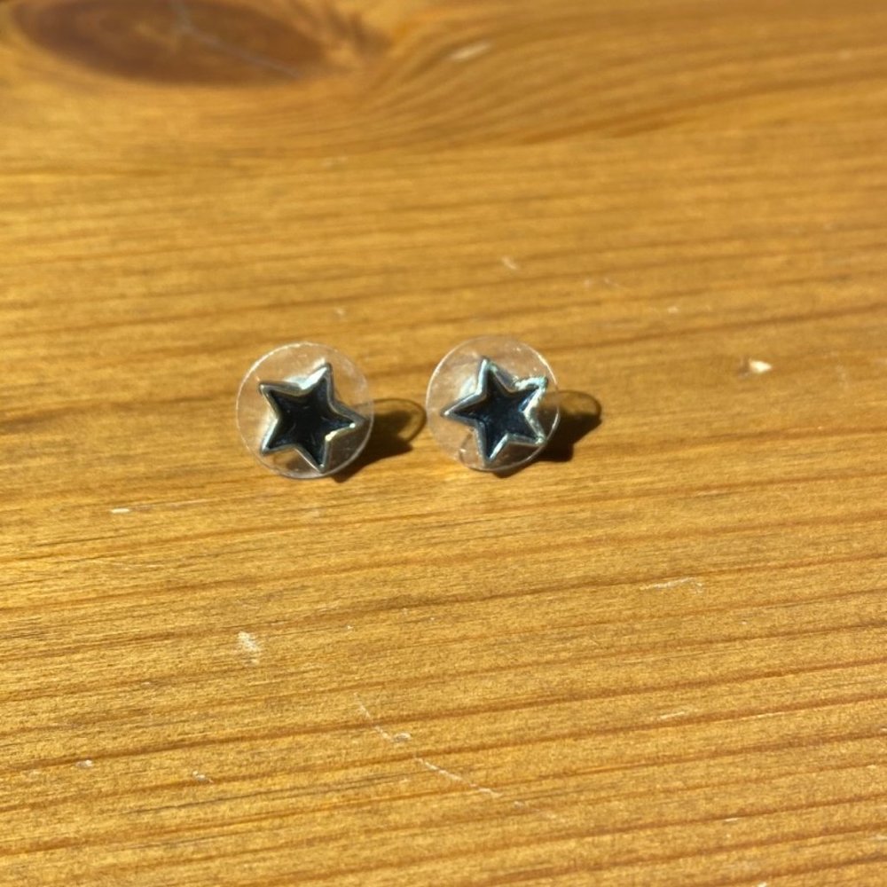 Black Star Earrings with Gold Trim